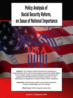 cover image of Policy Analysis of Social Security Reform, an Issue of National Importance